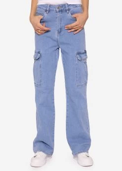 Straight Leg Cargo Jeans, Blau -Sassyclassy SassyClassy straight leg cargo jeans blau S3201B5341 6yKc6jKNJbICEW