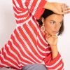 Streifen Crochet Pullover, Rot-weiß -Sassyclassy SassyClassy streifen crochet pullover rot weiss S3204B5800 6