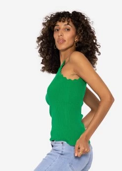 Strick Top Mit Bogenkante, Grün -Sassyclassy SassyClassy strick top mit bogenkante grun S3202B5524 2AaIoc3wbsEYOb