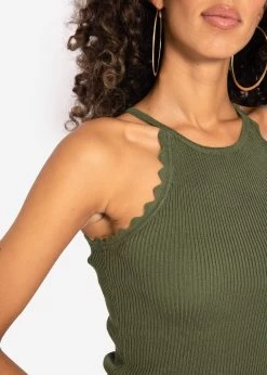 Strick Top Mit Bogenkante, Khaki -Sassyclassy SassyClassy strick top mit bogenkante khaki S3202B5526 2mkIVuaYlDy7zZ