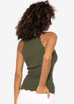 Strick Top Mit Bogenkante, Khaki -Sassyclassy SassyClassy strick top mit bogenkante khaki S3202B5526 4mHskfFpiYCa38