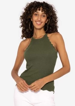 Strick Top Mit Bogenkante, Khaki -Sassyclassy SassyClassy strick top mit bogenkante khaki S3202B5526 6EygrWoOedvVkT