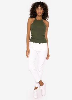 Strick Top Mit Bogenkante, Khaki -Sassyclassy SassyClassy strick top mit bogenkante khaki S3202B5526 7 1