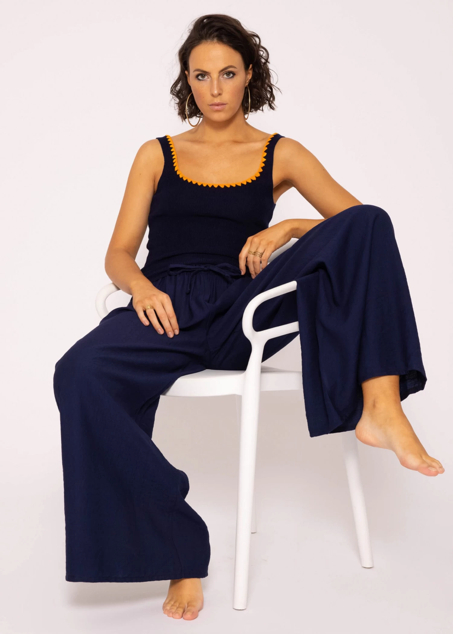 Strick Top Mit Bordüre, Dunkelblau 9 Strick Top Mit Bordüre, Dunkelblau – Bild 7