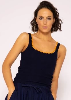 Strick Top Mit Bordüre, Dunkelblau 14 Strick Top Mit Bordüre, Dunkelblau -Sassyclassy SassyClassy strick top mit bordure dunkelblau S3204B5507 5