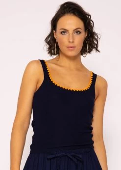 Strick Top Mit Bordüre, Dunkelblau 19 Strick Top Mit Bordüre, Dunkelblau -Sassyclassy SassyClassy strick top mit bordure dunkelblau S3204B5507 6