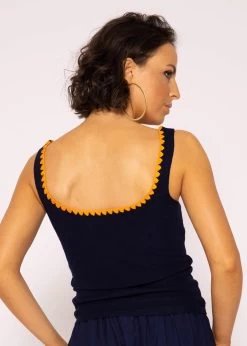 Strick Top Mit Bordüre, Dunkelblau 21 Strick Top Mit Bordüre, Dunkelblau -Sassyclassy SassyClassy strick top mit bordure dunkelblau S3204B5507 8