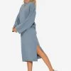 Strickkleid Mit Seitenschlitz In Midi-Länge - Jeansblau -Sassyclassy SassyClassy strickkleid mit seitenschlitz in midi lange S3206B5980 7