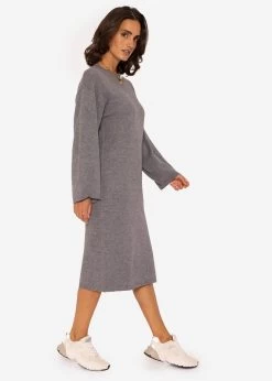 Strickkleid Mit Seitenschlitz In Midi-Länge - Grau -Sassyclassy SassyClassy strickkleid mit seitenschlitz in midi lange grau S3201B5417 3qrr8pVpVNt3BG
