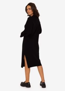 Strickkleid Mit Seitenschlitz In Midi-Länge - Schwarz -Sassyclassy SassyClassy strickkleid mit seitenschlitz in midi lange schwarz S3201B5406 2MgSXSQajP1dgW