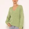 Strickpullover Mit V-Ausschnitt - Grün -Sassyclassy SassyClassy strickpullover mit v ausschnitt grun S3209P6303 6