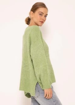 Strickpullover Mit V-Ausschnitt - Grün -Sassyclassy SassyClassy strickpullover mit v ausschnitt grun S3209P6303 7