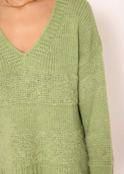Strickpullover Mit V-Ausschnitt - Grün -Sassyclassy SassyClassy strickpullover mit v ausschnitt grun S3209P6303 8