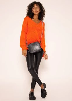 Strickpullover Mit V-Ausschnitt - Orange 10 Strickpullover Mit V-Ausschnitt - Orange -Sassyclassy SassyClassy strickpullover mit v ausschnitt orange S3208P6271