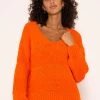 Strickpullover Mit V-Ausschnitt - Orange 1 Strickpullover Mit V-Ausschnitt - Orange -Sassyclassy SassyClassy strickpullover mit v ausschnitt orange S3208P6271 2