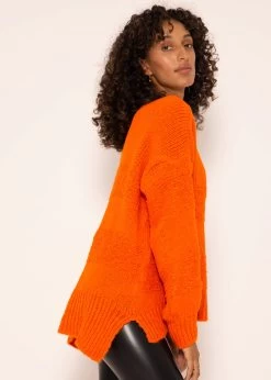 Strickpullover Mit V-Ausschnitt - Orange 15 Strickpullover Mit V-Ausschnitt - Orange -Sassyclassy SassyClassy strickpullover mit v ausschnitt orange S3208P6271 4