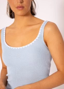 Strick Top Mit Bordüre, Hellblau -Sassyclassy SassyClassy stricktop mit bordu re hellblau S3203B5784 6