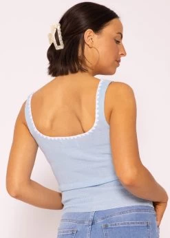 Strick Top Mit Bordüre, Hellblau -Sassyclassy SassyClassy stricktop mit bordure hellblau S3203B5784 4