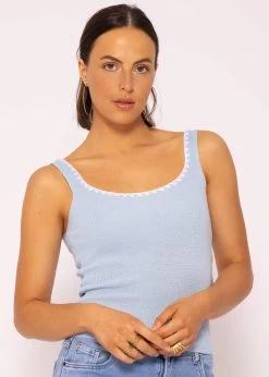 Strick Top Mit Bordüre, Hellblau -Sassyclassy SassyClassy stricktop mit bordure hellblau S3203B5784 5