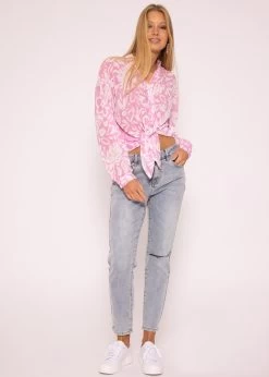 Transparente Bluse Mit Print, Rosa/weiß -Sassyclassy SassyClassy transparente bluse mit print rosa offwhite S3202B5574