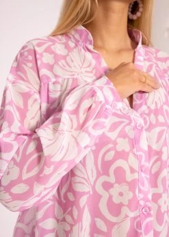 Transparente Bluse Mit Print, Rosa/weiß -Sassyclassy SassyClassy transparente bluse mit print rosa offwhite S3202B5574 11