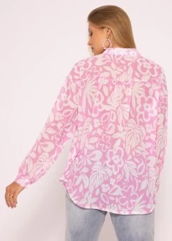 Transparente Bluse Mit Print, Rosa/weiß -Sassyclassy SassyClassy transparente bluse mit print rosa offwhite S3202B5574 6