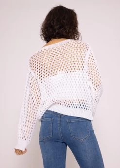 U-Boot Pullover In Ajourstrick, Weiß -Sassyclassy SassyClassy u boot pullover in ajourstrick weiss S3202B5497 10