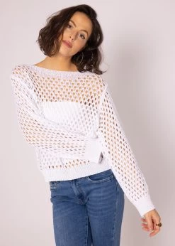 U-Boot Pullover In Ajourstrick, Weiß -Sassyclassy SassyClassy u boot pullover in ajourstrick weiss S3202B5497 4