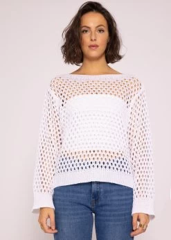 U-Boot Pullover In Ajourstrick, Weiß -Sassyclassy SassyClassy u boot pullover in ajourstrick weiss S3202B5497 8