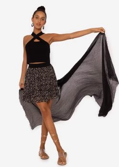 Musselin Schal, Schwarz -Sassyclassy SassyClassy volants rock mit ruschen schwarz S2208A1196 3