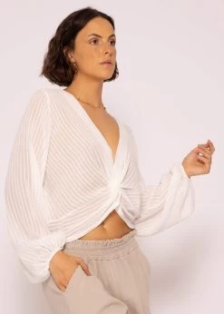 Vorn Geschlungene Crop Bluse, Weiß -Sassyclassy SassyClassy vorn geschlungene crop bluse weiss S3203B5694 7ARW8viIG4yuKW