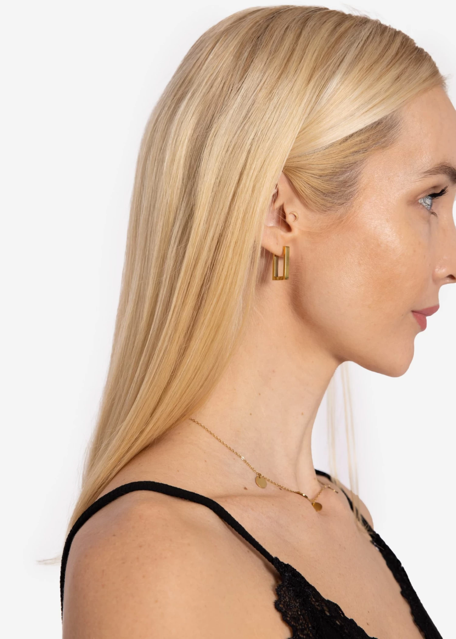 Zarte, Eckige Creolen, Gold 4 Zarte, Eckige Creolen, Gold – Bild 2