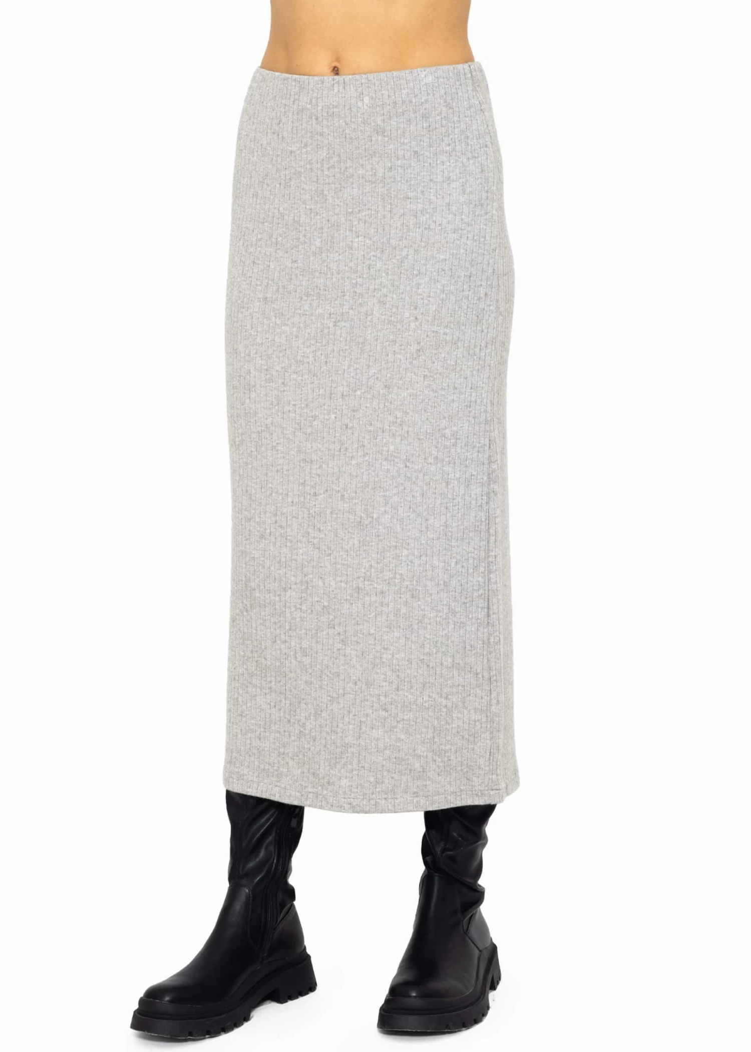 Gerippter Rock In Midi-Länge - Grau 5 Gerippter Rock In Midi-Länge - Grau – Bild 3