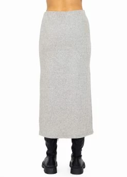 Gerippter Rock In Midi-Länge - Grau 17 Gerippter Rock In Midi-Länge - Grau -Sassyclassy Sassyclassy Gerippter Rock in Midi Lange grau S3207B6004 6