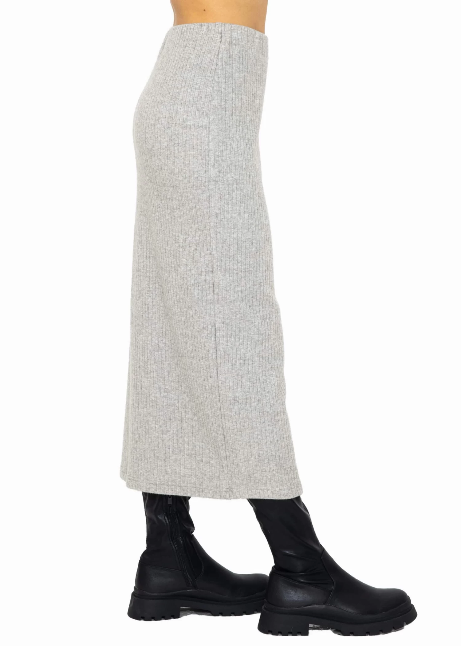 Gerippter Rock In Midi-Länge - Grau 8 Gerippter Rock In Midi-Länge - Grau – Bild 6