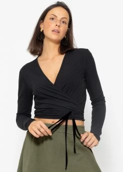 Langarmshirt Zum Wickeln - Schwarz