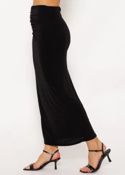 Langer Jerseyrock Mit Raffung - Schwarz 13 Langer Jerseyrock Mit Raffung - Schwarz -Sassyclassy Sassyclassy Langer Jerseyrock mit Raffung schwarz S3212R6746 6Lly5uHXvQMUcj