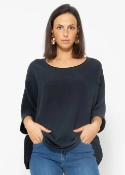 Lässiges Musselin Shirt - Schwarz