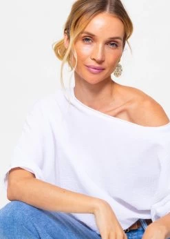 Lässiges Musselin Shirt - Weiß