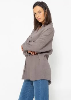 Musselin Bluse Im Regular Fit - Taupe 11 Musselin Bluse Im Regular Fit - Taupe -Sassyclassy Sassyclassy Musselin Bluse im Regular Fit taupe S3208E6166 2