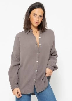 Musselin Bluse Im Regular Fit - Taupe