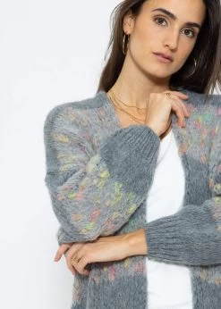 Oversize Cardigan Mit Multicolor Blockstreifen - Grau -Sassyclassy Sassyclassy Oversize Cardigan mit multicolor Blockstreifen grau S3212R6756 4