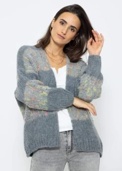 Oversize Cardigan Mit Multicolor Blockstreifen - Grau -Sassyclassy Sassyclassy Oversize Cardigan mit multicolor Blockstreifen grau S3212R6756 5