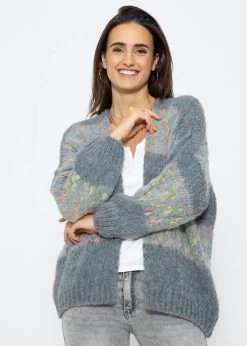 Oversize Cardigan Mit Multicolor Blockstreifen - Grau -Sassyclassy Sassyclassy Oversize Cardigan mit multicolor Blockstreifen grau S3212R6756 9