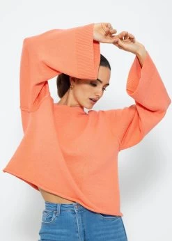 Oversize Pullover Mit Weiten Ärmeln - Lachsorange -Sassyclassy Sassyclassy Oversize Pullover mit weiten Armeln lachsorange S3211P6708 5BifMpzxzPXf81
