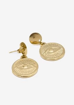 Ohrstecker Mit Hängendem Rundem Anhänger, Gold -Sassyclassy Sassyclassy Ohrstecker mit hangendem rundem Anhanger S1204A956