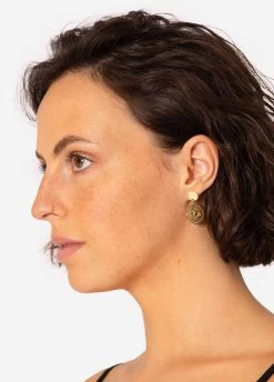 Ohrstecker Mit Hängendem Rundem Anhänger, Gold -Sassyclassy Sassyclassy Ohrstecker mit hangendem rundem Anhanger S1204A956 4