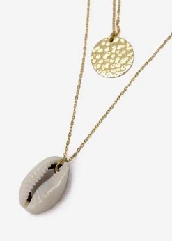 Kombinierte Kette Mit Anhänger Und Muschel, Gold -Sassyclassy Sassyclassy kombinierbare Halskette S2204A1088 1