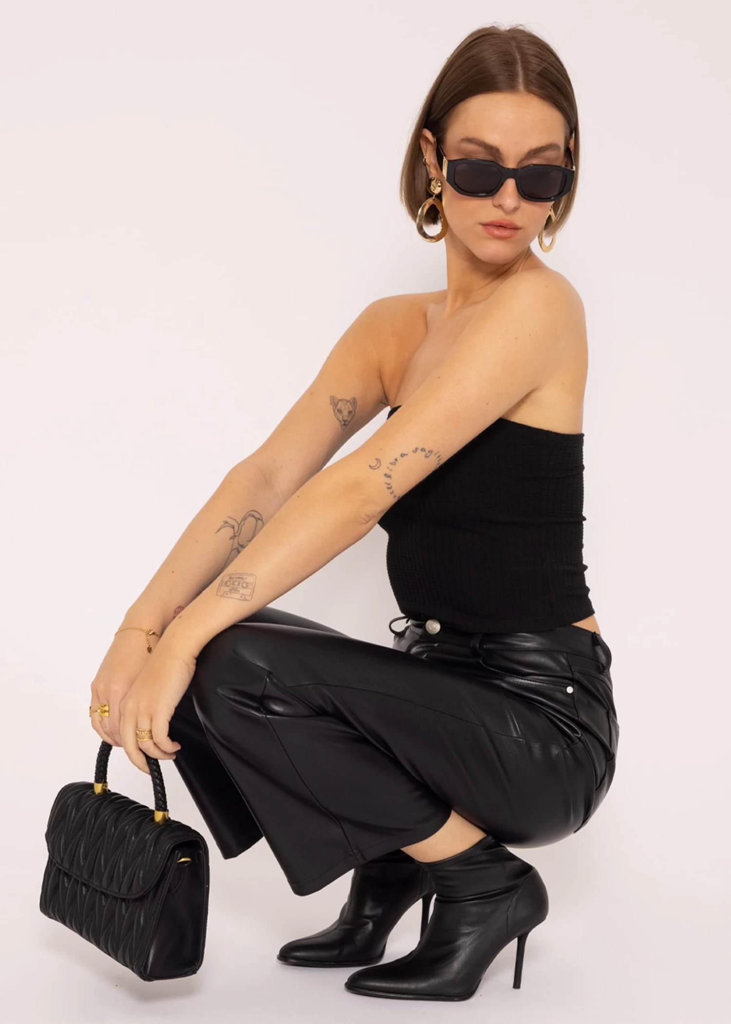 Bandeau Top Mit Struktur, Schwarz 6 Bandeau Top Mit Struktur, Schwarz – Bild 4