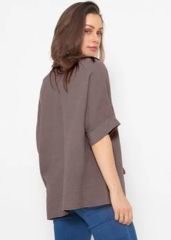 Lässiges Musselin Shirt - Taupe -Sassyclassy kristina 21 3 20240630 CR2